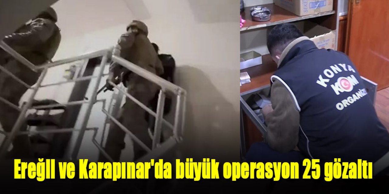 Ereğli ve Karapınar'da büyük operasyon; 25 gözaltı!