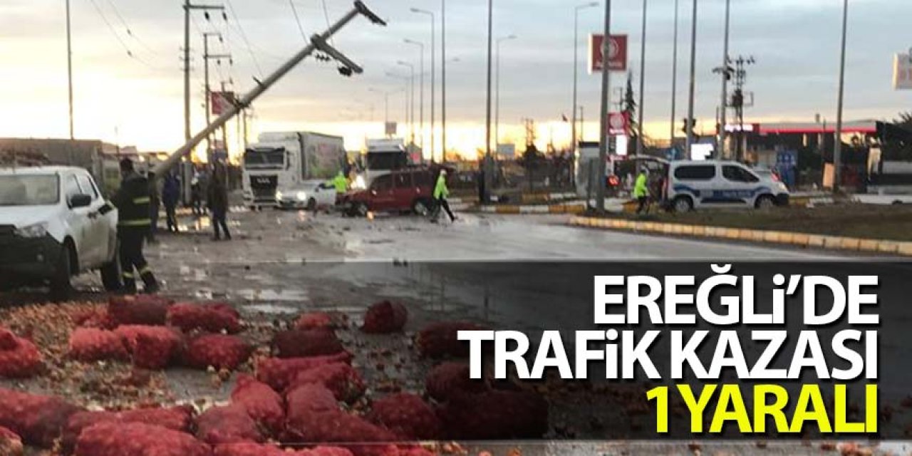 Ereğli’de tır ile kamyonet çarpıştı ; 1 yaralı