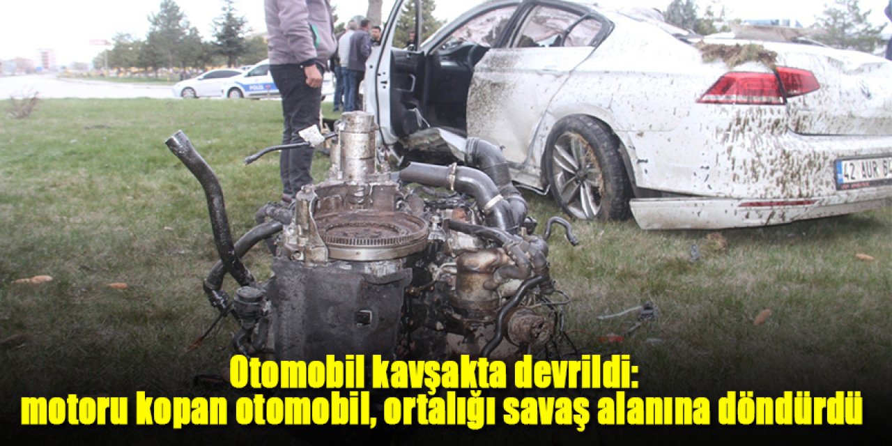 Otomobil kavşakta devrildi: Ortalık savaş alanına döndü