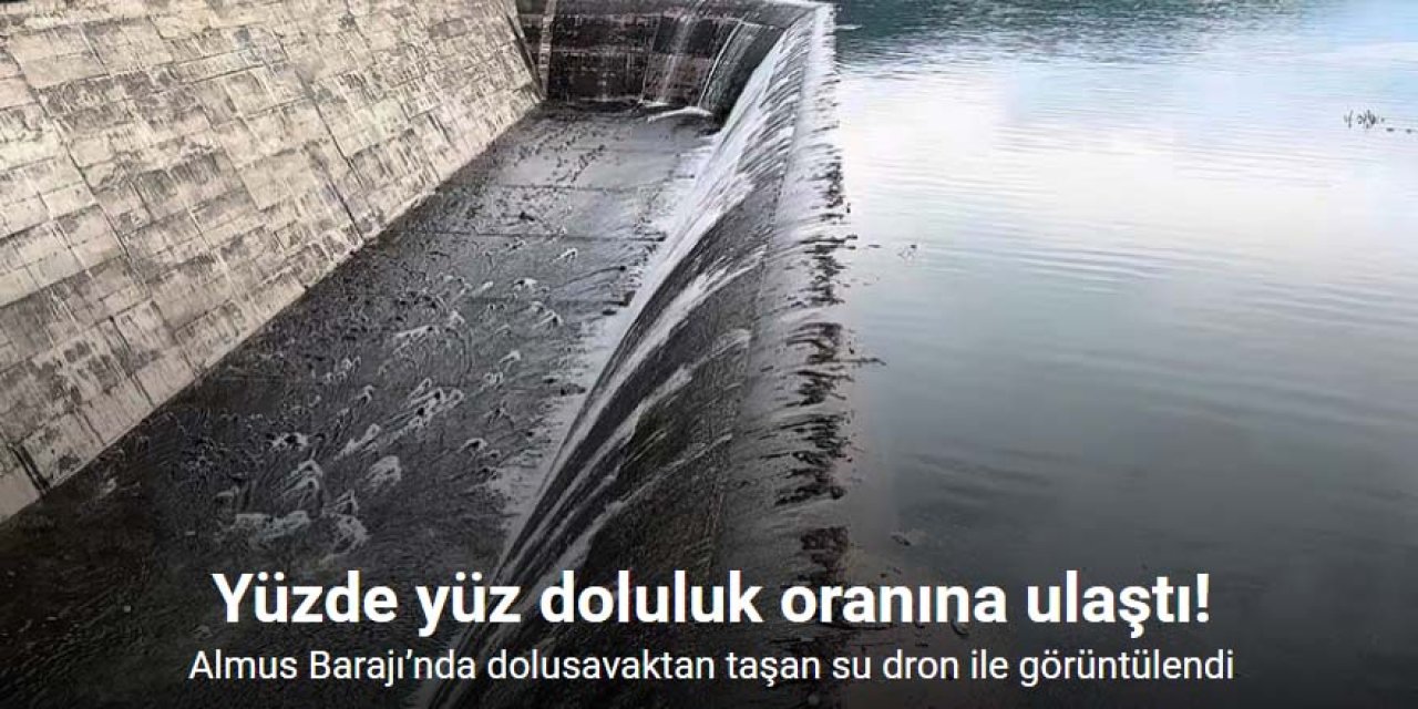 Dolusavaktan taşan su dron ile görüntülendi