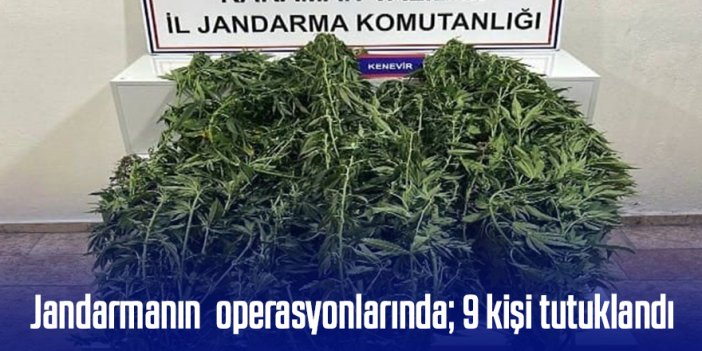 Jandarmanın yakaladığı 44 şahıstan 9’u tutuklandı