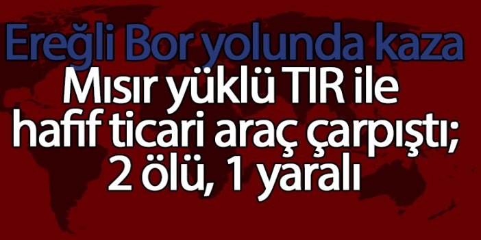Mısır yüklü TIR ile hafif ticari araç çarpıştı; 2 ölü, 1 yaralı
