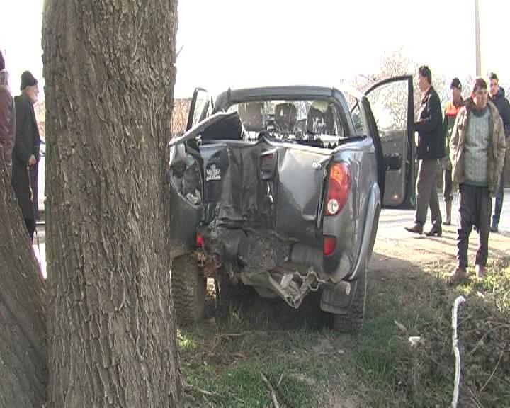 Kayan Kamyonet Ağaca Çarptı 2 Yaralı